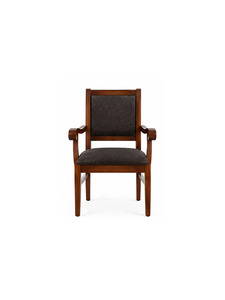 Sillón Clásico de Madera Maciza con Asiento Tapizado y Respaldo Curvo, Elegante Silla de Comedor para Muebles de Hotel y Restaurante - Product Image 1