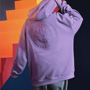 Sweat-shirt à capuche unisexe surdimensionné 500 g/m² avec logo personnalisé en relief 3D sur le dos et la capuche, couleur unie, pour l'hiver, pour homme - Product Image 3