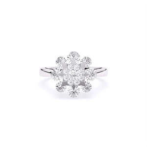 Bague de fiançailles en platine pour femme, diamant rond taille brillant, naturel et certifié, style romantique - Product Image 1