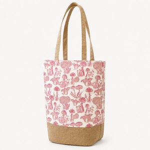 Custom Jute Canvas Beach Tote <b>Bag</b> Mushroom Print <b>Hot</b> <b>Pink</b> Large Shopper Wholesale Private Label OEM ODM Manufacturer Exporter - Product Image 6