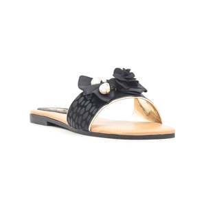 Black Casual <b>Fur</b> <b>Slipper</b> CL1441 <b>Fashionable</b> Comfortable for <b>Slippers</b> - Product Image 2