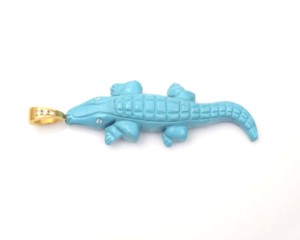 Colgante de Lagarto con Piedra Preciosa Natural, Chapado en Oro de 18K, con Cierre de CZ, 18x61mm, Colgantes Unisex con Temática Animal, para Fiestas y Uso Diario - Product Image 1
