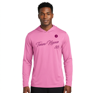 Camiseta de baloncesto rosa personalizada – Sudadera con capucha de manga larga para equipo, nombre y número del equipo personalizados - Product Image 1