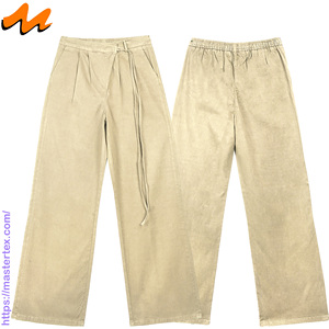 Pantalon en jean pour femme, coupe mi-ample, décontracté et habillé, avec cordon de serrage, couleur unie, jambe large, lavable, pour l'été et le quotidien, 8.4Oz - Product Image 3