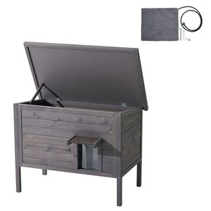 Cuccia Riscaldata per Gatti, Costruzione in Legno Isolato, Impermeabile, Rifugio per Gatti Randagi, Tappetino Riscaldante, Porta con Sportello in PVC, Arredo per Animali da Esterno - Product Image 4