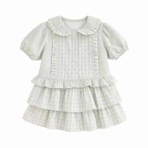 Girls Plaid Ruffle Top & Tiered Skirt Set | <b>Peter</b> <b>Pan</b> Collar Two-Piece <b>Outfit</b> - Product Image 1