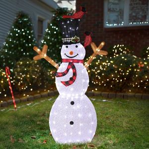 Pupazzo di Neve e Uccelli Pre-Illuminati con 170 Luci LED Bianche, Decorazioni Natalizie da Esterno Gonfiabili per Giardino - Product Image 5