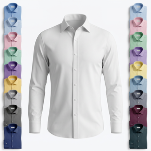 Chemise boutonnée décontractée sur mesure, respirante, en coton et lin léger, couleur unie, pour l'été, le travail en extérieur ou au bureau - Product Image 1