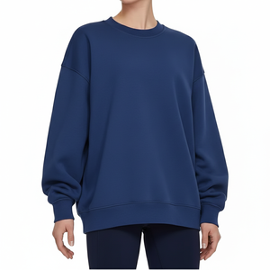 Sudaderas Ecológicas Extra Grandes con Hombros Caídos para Mujer, Color Verde Oliva, Cuello con Rayas Rosas, Sudaderas Transpirables de Algodón - Product Image 6