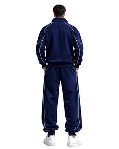 Ensemble de survêtement bleu marine pour homme, veste zippée intégrale et pantalon de jogging, sport, streetwear, molleton personnalisé, tenue d'entraînement - Product Image 6