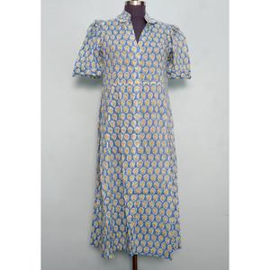 Vestido Maxi de Mujer 100% Algodón, Corte en A, Estampado Floral, Cuello en V, Manga Corta, Estilo Cruzado con Volantes, Suave y Transpirable - Product Image 2