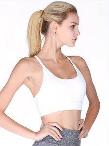 Women Mesh Back Strappy Sports Bra Scoop <b>Neck</b> <b>Padded</b> Yoga Crop Top Breathable Fitness Workout Tank Activewear Blanks - Product Image 4