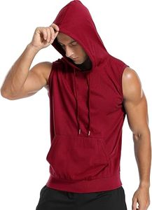 Men's <b>Red</b> Sleeveless <b>Tank</b> <b>Top</b> Solid Color Knitted Breathable Quick Dry with Pockets Sporty Casual Wear 100% Polyester - Product Image 1