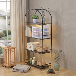 Estante de Almacenamiento Metálico de 4 Niveles con Parte Superior Arqueada, Organizador Independiente para Baño, Armario, Diseño que Ahorra Espacio - Product Image 2
