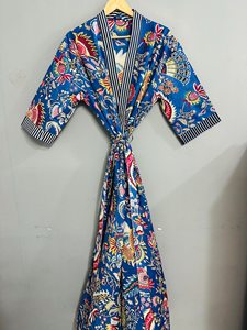 ชุดคลุมกิโมโนผ้าฝ้าย 100% ลายดอกไม้สำหรับผู้หญิง ชุดคลุมสำหรับเพื่อนเจ้าสาว ชุดคลุมอาบน้ำสำหรับงานแต่งงาน ชุดคลุมชายหาด ไซส์ใหญ่ ชุดคลุมอาบน้ำผ้าฝ้ายอินเดีย - Product Image 4