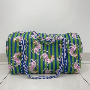 Bolsa de Lona Acolchada Ecológica Personalizable, Bolsa de Viaje Deportiva para Fin de Semana, Bolsa de Lona con Estampado de Tigre a Rayas, Bolsa de Algodón Suave y Ligera - Product Image 4