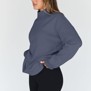 Sudadera de cuello redondo con estampado informal de marca privada para mujer, sudadera de algodón de manga larga, top ventas para damas - Product Image 4