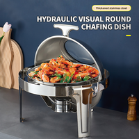 Ensemble chauffe-plats Winner's Flip-Top en acier inoxydable, chauffe-plats de buffet avec couvercle en verre pour mariages en extérieur