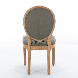 Sedia da Pranzo in Legno Massello Stile Francese con Decorazione Antica Dipinta a Mano, Fibbia e Finitura in Pelle Artificiale PU con Borchie - Product Image 6