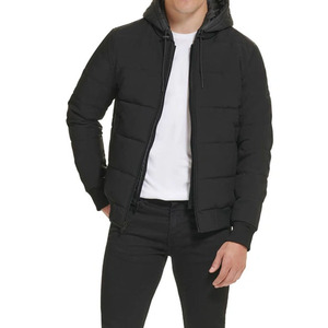 Wholesale High Quality 100% Polyester Canvas Stand Collar Zipper Solid Color Men's Front Breathable Warm Casual Winter <b>Jacket</b> - Product Image 3