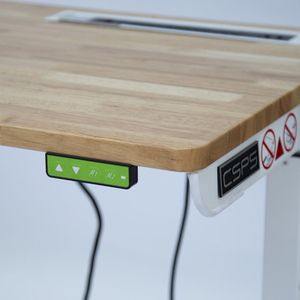 Banco de trabajo de madera de goma de 168cm de altura ajustable eléctrico Escritorio de elevación de doble motor moderno para oficina hogar sala de estar para industria - Product Image 3