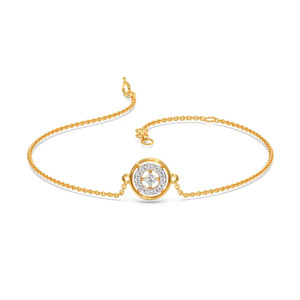 Pulsera de Diamantes Celestial Halo con Cadena de Oro Amarillo y Diseño Circular Flotante en el Centro - Product Image 1
