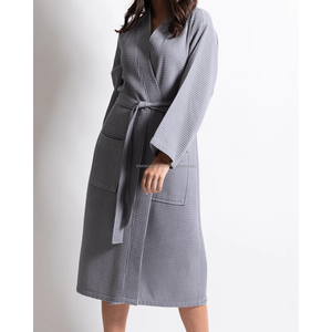 Peignoir Premium Gris Gaufre Léger et Absorbant pour Spa et Hôtel, Unisexe, Respirant, Vêtement de Détente, Peignoir Serviette de Plage Gaufre - Product Image 1