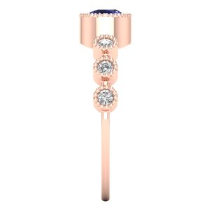 Bague de fiançailles en moissanite REYES, prix de gros usine, en or rose 14 carats avec saphir bleu, bijoux fins pour femme - Product Image 3