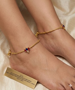 Pretty Premium Quality <b>Gold</b> Polish Brass Metal Jadau Kundan Stone Jewellry Exclusive <b>Anklet</b> For Women Daily Wear Collection - Product Image 2