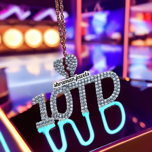 Trendy Iced 925 Silver Custom Initial Name Number Moissanite Diamond Bling Hip Hop <b>Letter</b> Broken Heart Clasp Enamel Charms Party - Product Image 6