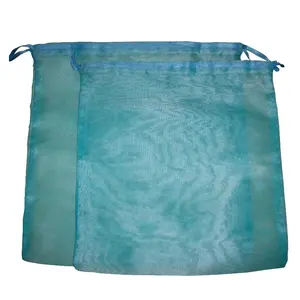 2023 Top Selling Light Blue See Through Poly Silk Cord Tissue Organza Drawstring Bag Pouches