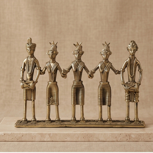 Figura de Latón Dhokra de Calidad Premium, Grupo de Músicos y Bailarines Tribales, Escultura Artesanal de Arte Folclórico, Disponible para Exportación - Product Image 1