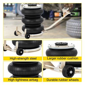 Gato de aire neumático de bolsa Triple de 5 toneladas/11023 libras, Gato de coche de mango largo de elevación de 6,3-15,75 pulgadas para reparación de elevación de coche de garaje - Product Image 4