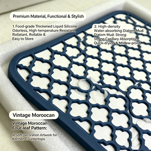 Tapis de protection d'évier antidérapant, séchage rapide, absorbant, en pierre, silicone et terre de diatomite pour cuisine - Product Image 3