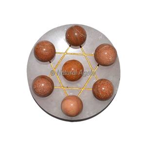 Shop Online for Black Agate Base with 7 Point of Green Aventurine | 7 Point of Green Aventurine - Product Image 2