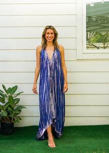 Vestido Maxi Tie Dye de Marca Privada OEM, Diseño Elegante con Patrón Sólido, Sin Mangas, para Vacaciones, Exportador Indio, 100% Algodón, Cuello en V - Product Image 4