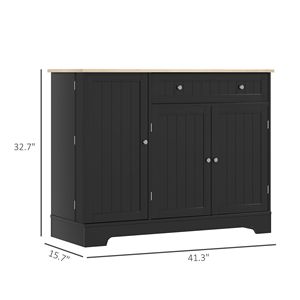 Buffet de cuisine moderne de 41 pouces avec 3 portes et étagère réglable, 1 tiroir, noir, pour salle à manger - Product Image 3