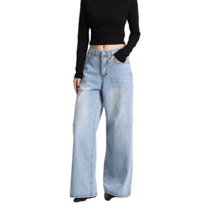 กางเกงยีนส์ทรงตรงเอวกลางสำหรับผู้หญิง รุ่นลำลอง ระบายอากาศได้ดี สีลูกกวาด สำหรับฤดูหนาว ปี 2026 ขายส่งเสื้อผ้า MOQ ต่ำ - Product Image 1