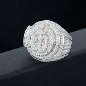 Anillo de Diamantes Redondos en Oro Blanco para Hombre, Estilo Hiphop, Uso Diario, Color G Natural - Product Image 2