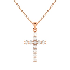 10K Yellow Gold Cross Pendant Round Cut Moissanite Dainty Tiny Pendant Religious <b>Inspired</b> Pendant Unisex Diamond Necklace Gift - Product Image 1