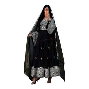Precios al por mayor. Último diseño de vestidos afganos Kuchi para mujer. Vestido afgano con bordados elaborados, largo hasta el tobillo, transpirable, para mujer. - Product Image 1