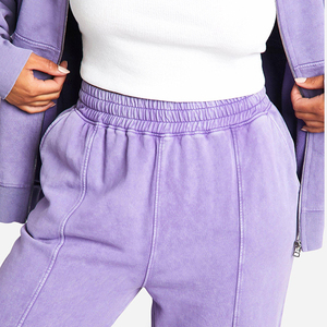 Servicio OEM al por mayor: Chándal de mujer con lavado ácido, de peso pesado, transpirable, de manga larga, a la moda. - Product Image 3