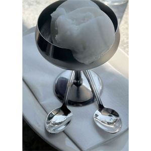 Bol élégant en acier inoxydable pour glace molle, coupelle à dessert sur piédestal, plat à sundae en métal pour restaurants et hôtels haut de gamme - Product Image 5