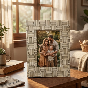 Handcrafted Bone Inlay Picture <b>Frame</b> <b>4x6</b> Inch | Premium Carved Design Photo <b>Frame</b> for Tabletop,Office Desk & Decorative Display - Product Image 1