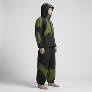 Ensemble de survêtement personnalisé noir et vert olive, veste à capuche et pantalon cargo à jambes larges, deux pièces, unisexe - Product Image 3