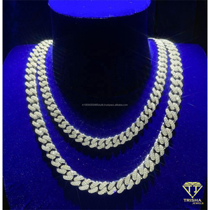 Collier cubain lourd entièrement serti de diamants en moissanite, en argent sterling 925, bijoux hip-hop pour collections unisexes tendance - Product Image 2