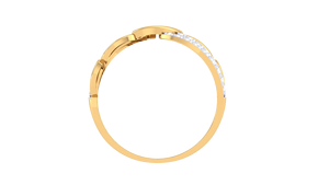 Anillo de Oro de Lujo para Mujer con Diseño de Hoja Entrelazada y Banda Cruzada con Diamantes - Product Image 3