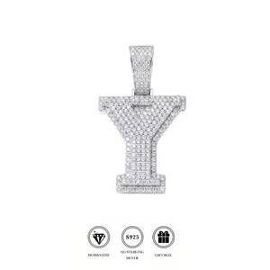 925 Sterling Silver Moissanite Letter Y Pendant Ivy Chain Necklace Initial Charm Jewelry Gift <b>Box</b> - Product Image 1