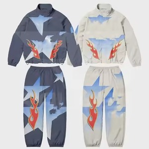 Conjunto deportivo de 2 piezas para hombre, chaqueta con cremallera y pantalón acampanado, 100% nailon, líneas reflectantes, nuevo diseño, cortavientos extragrande. - Product Image 5