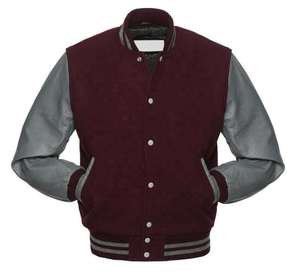 แจ็คเก็ตวาร์ซิตี้ผู้ชายสั่งทำขายส่ง แจ็คเก็ตเบสบอลแบบ Letterman ตัวเสื้อทำจากผ้าขนสัตว์ แขนเสื้อทำจากหนังเทียมสีขาว เสื้อผ้ากีฬาแบบ unisex - Product Image 3